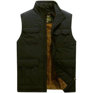 Men's Outdoor Casual Stand Collar Padded Work Vest Coat